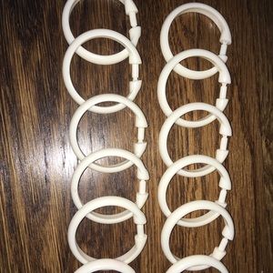 Cream/ivory plastic snap on shower curtain rings